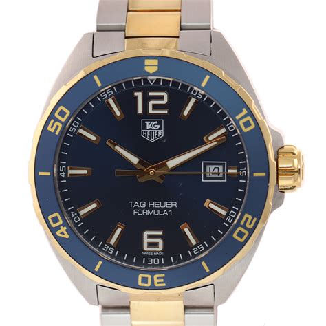 Tag Heuer Formula 1 Waz1120 41mm Quartz Blue Steel Gold Two Tone Date