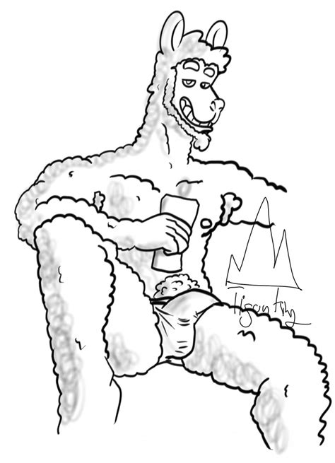 Rule 34 Bedroom Eyes Bulge Camelid Clothing Hi Res Llama Male Mammal Monochrome Narrowed Eyes