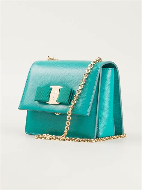 Lyst Ferragamo Ginny Shoulder Bag In Green