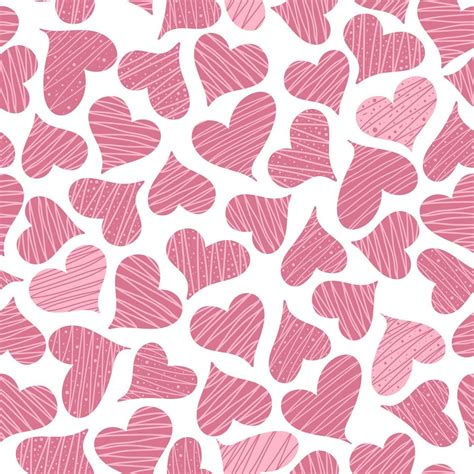 Seamless Pattern With Hand Drawn Pink Hearts 13437015 Vector Art At