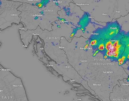 Grmljavinsko nevreme se kreće u Hrvatsku iz Bosne i Hercegovine