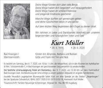 Kurt Müller Traueranzeige trauer inFranken de