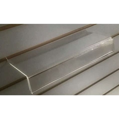 Clear Acrylic Slatwall Shelves With Sign Holder 4 Inches Deep X 10 Inc