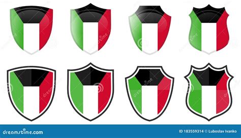 Bandera Kuwait Vertical En Forma De Escudo Cuatro Versiones D Y