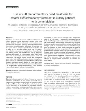 Fillable Online Apps Einstein Use Of Cuff Tear Arthroplasty Head