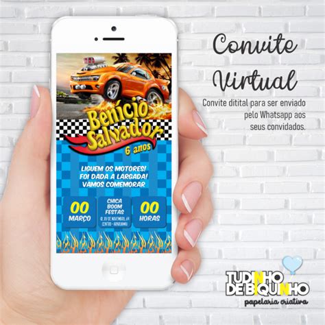 Convite Virtual Hot Wheels Tudinho De Biquinho