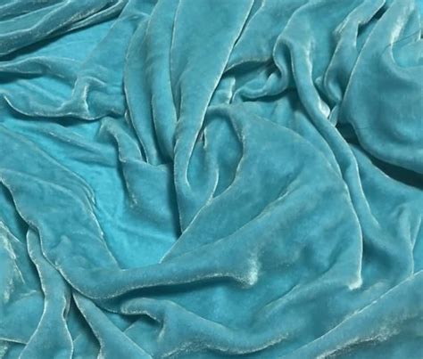 Aqua Blue Hand Dyed Silk Velvet Fabric Etsy Silk Velvet Fabric