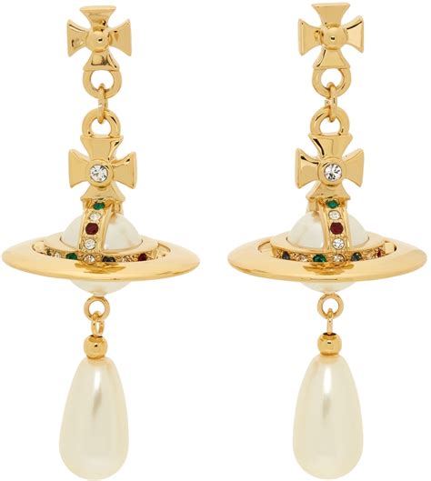 Vivienne Westwood Boucles D Oreilles Dor Es Perles Ssense France