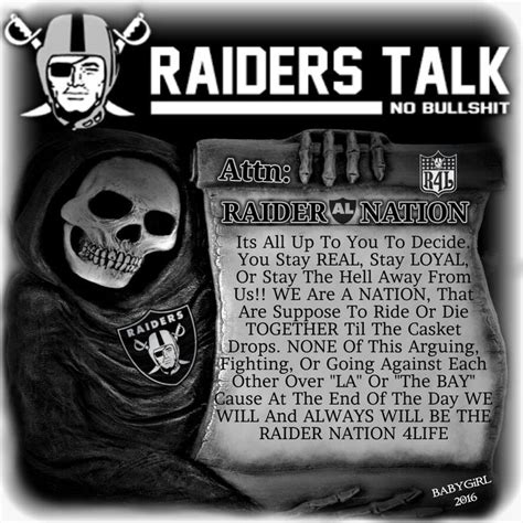 RAIDERS TALK, NO BULLSHIT Raiders Football Humor, Raiders Cheerleaders ...