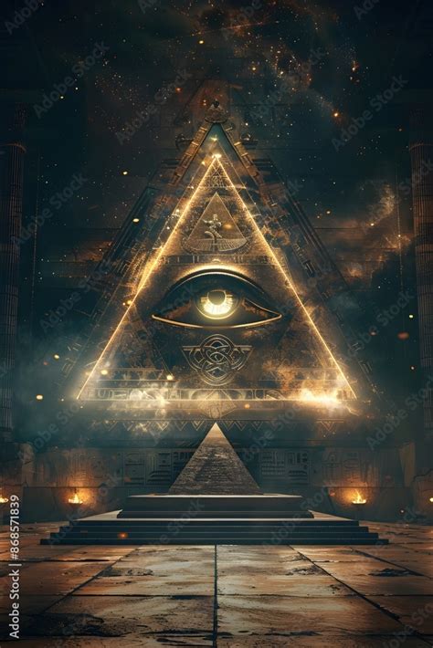 Mystical Cosmic Composition With Watchful Eye Of Horus