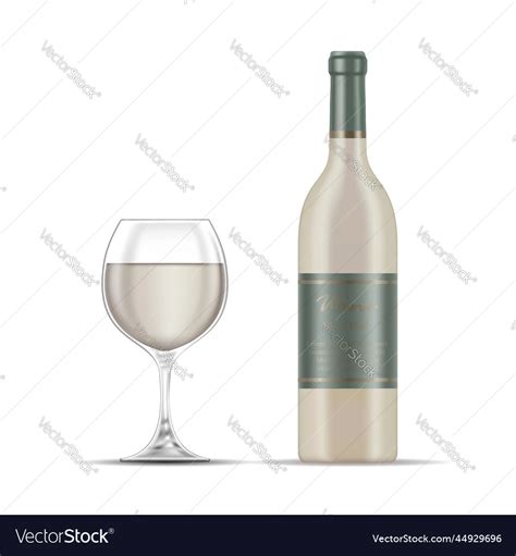 White Wine Glass And Wine Bottle Royalty Free Vector Image