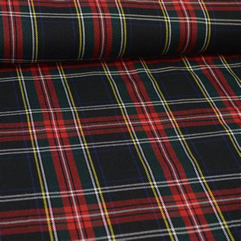 Tissu Tartan Cossais Carreaux Noir Rouge Et Vert