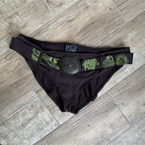 BECCA Black And Green Paisley Print Bikini Bottoms Depop