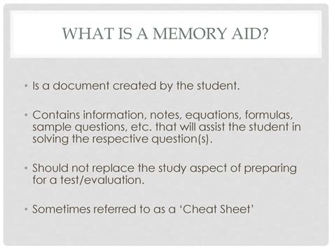 Memory Aid Instructions Ppt Download