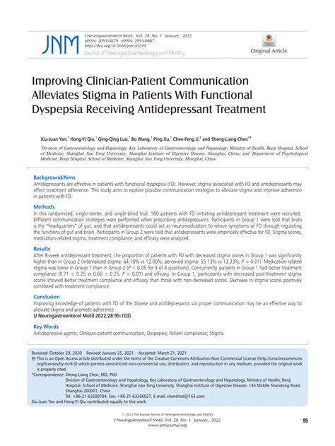 Pdf Improving Clinician Patient Communication Alleviates Stigma In