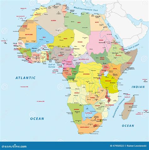 Africa Political Map Stock Vector Image 47950522