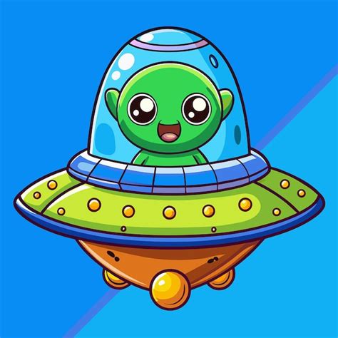 Ilustración de dibujos animados de ovnis alienígenas encantadores en el