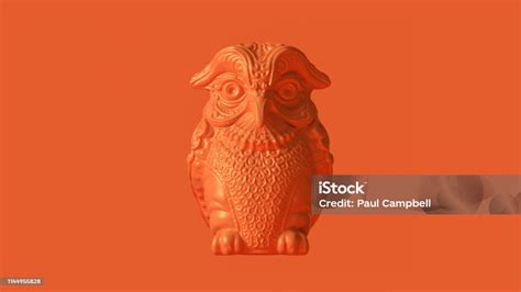 Orange Owl Greek Goddess Athenas Legendary Owl Bubo Stock Photo