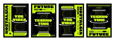 Retro futuristic boho aesthetic banners set Vector Image