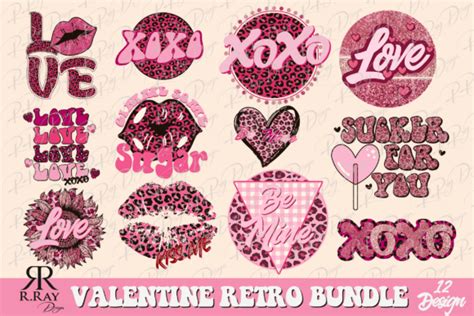 Valentine Retro Bundle Sublimation Graphic By R Ray Design Creative