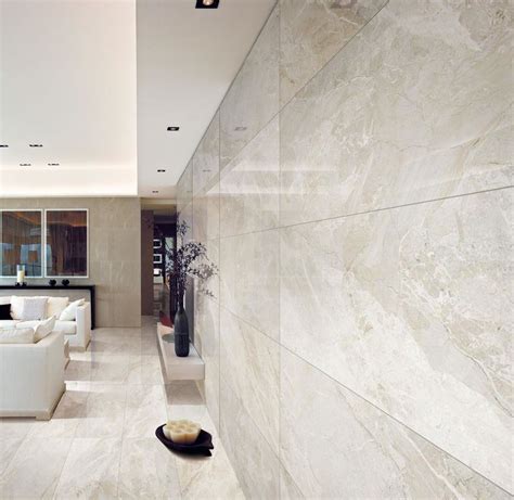 Beige Grey Marble Porcelain Tile 12mm Thickness Polished 60x120 Cm Size