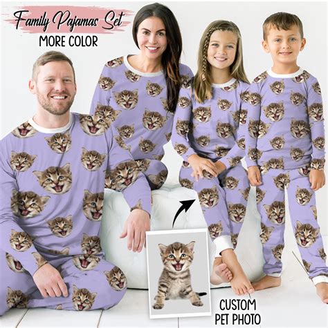 Customized Pajama Set Custom Cat Photo Pajamas Matching Etsy