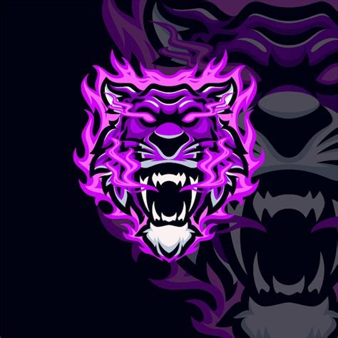 Logotipo Do Masscot Do Tigre Roxo Esport Vetor Premium Vetor Premium