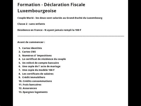 D Claration Fiscale Luxembourgeoise Pour Les Couples Mari S