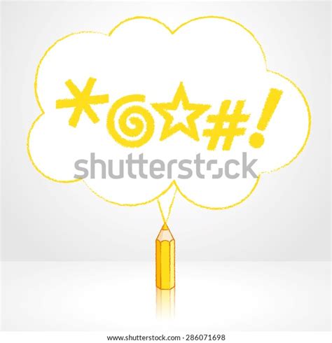 Yellow Pencil Reflection Drawing Swearing Icons Stock Vector Royalty