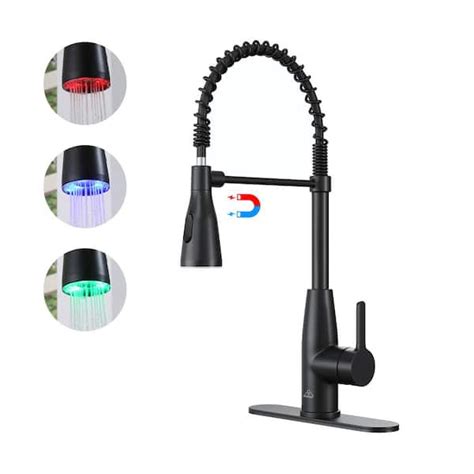 Casainc Single Handle Pull Down Sprayer Kitchen Faucet With Led Lights Temperature Display In