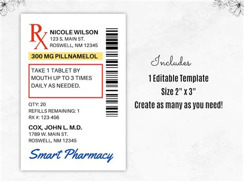 Prescription Label Template Editable Rx Bottle Label Template Party