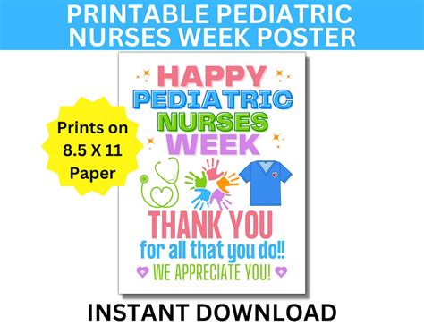 Pediatric Nurses Week Printable Poster Pediatric Nurses Week Sign