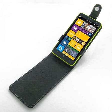 Pdair Leather Top Flip Case For Nokia Lumia Black