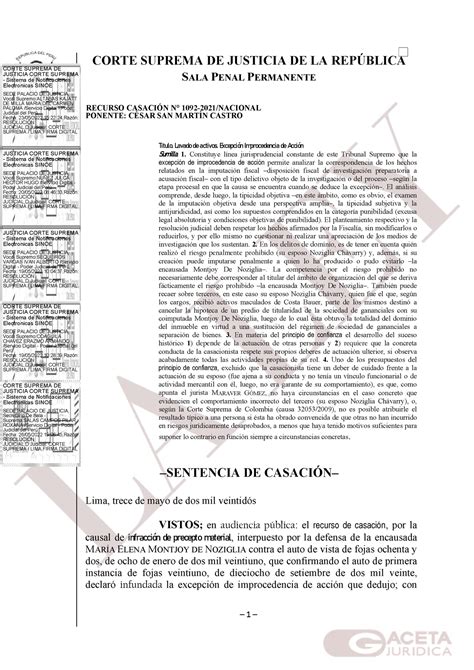 Casación Nº1092 2021 Grupo 2 CORTE SUPREMA DE JUSTICIA DE LA