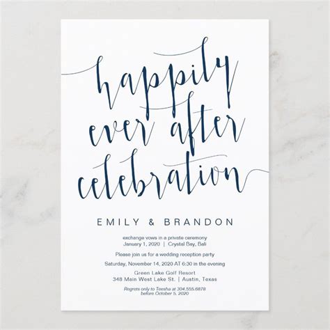 Editable Modern Navy Blue Font Wedding Elopement Invitation Zazzle