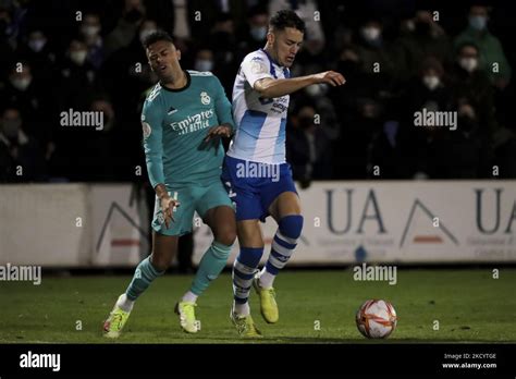 Mariano Diaz Of Real Madrid L And Primo Ferriz Of Cd Alcoyano During