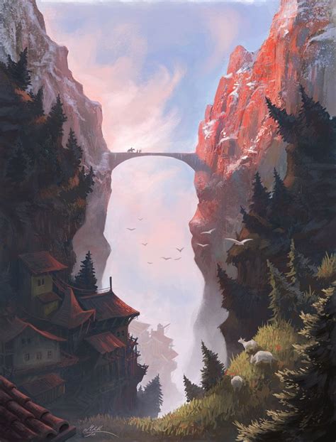 The Sky Bridge By Michelle Tolo Environment Concept Art Fantasy Art