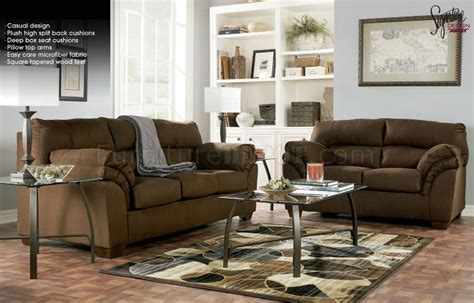 Mocha Microfiber Casual Sofa & Loveseat Set by Ashley Design