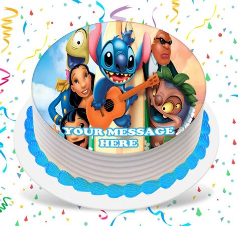 Lilo Stitch Edible Image Cake Topper Personalized Birthday Sheet