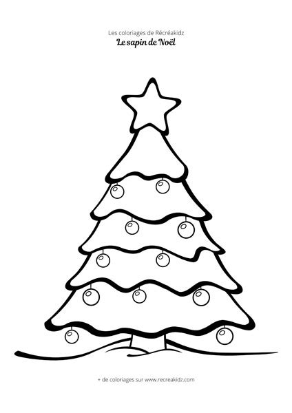 Coloriage sapin de Noël simple Dessin à colorier imprimer en PDF