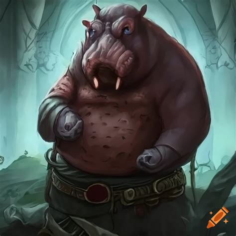 Detailed Dungeons And Dragons Hippopotamus Character Drawing On Craiyon