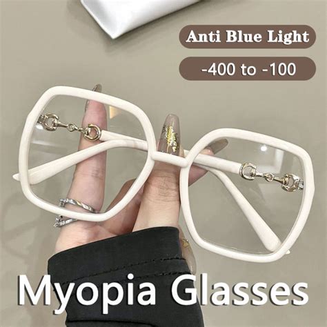 400 To 100 Anti Radiation Myopia Glasses Women Korean Version Anti Blue Light Nearsighted