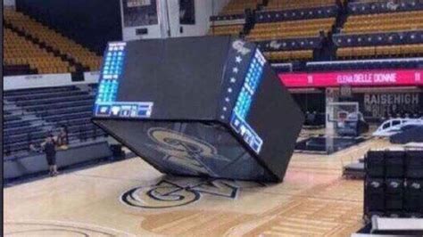 LOOK: George Washington's hanging video scoreboard falls onto the ...