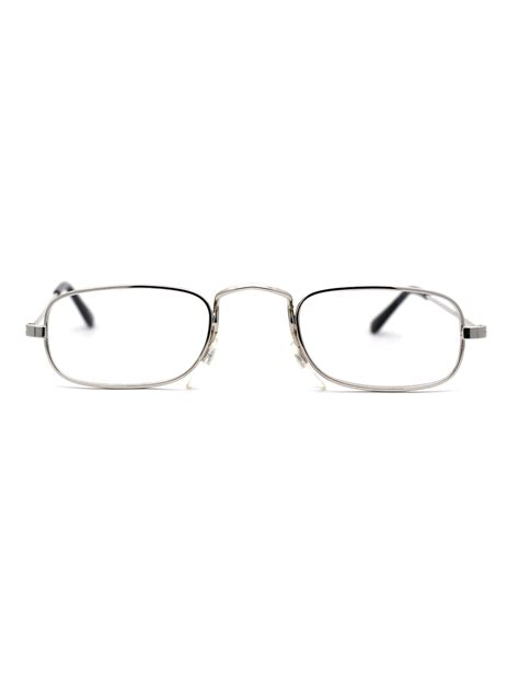 Classic Vintage Retro Extra Small Rectangular Wire Rim Fashion Eye Glasses Silver