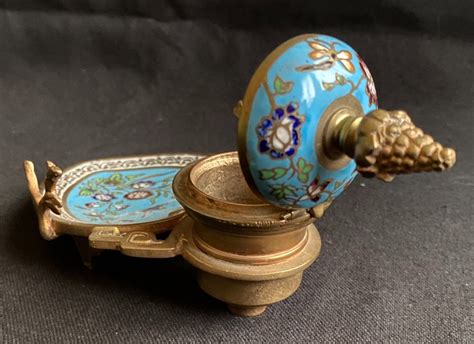 Proantic Bel Encrier En Maux Cloisonn S Et Bronze Dor Poque Napol