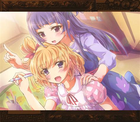 Safebooru 2girls D Asahina Mirai Blonde Hair Blush Hand On Anothers