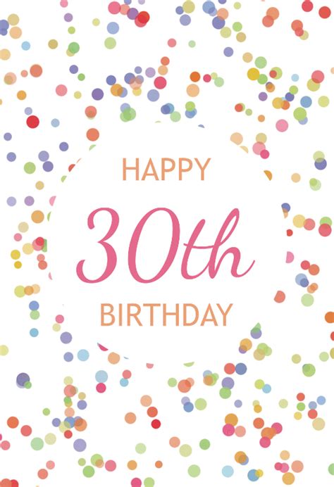 30th Birthday Confetti Free Birthday Card Greetings Island