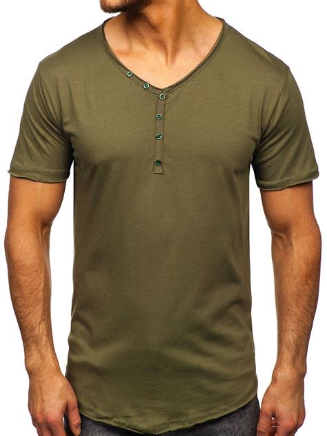 Bolf Herren T Shirt Mit V Ausschnitt Khaki