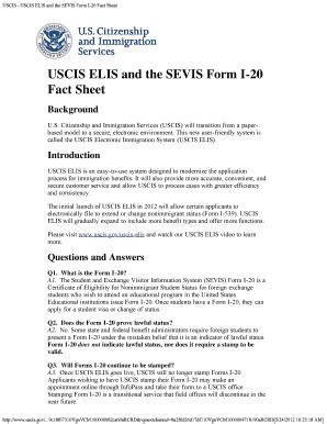 Fillable Online Nafsa USCIS USCIS ELIS And The SEVIS Form I 20 Fact