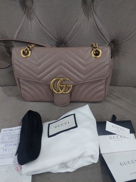 Gucci Marmont Nude Th Complete Set No Box Barang Mewah Tas